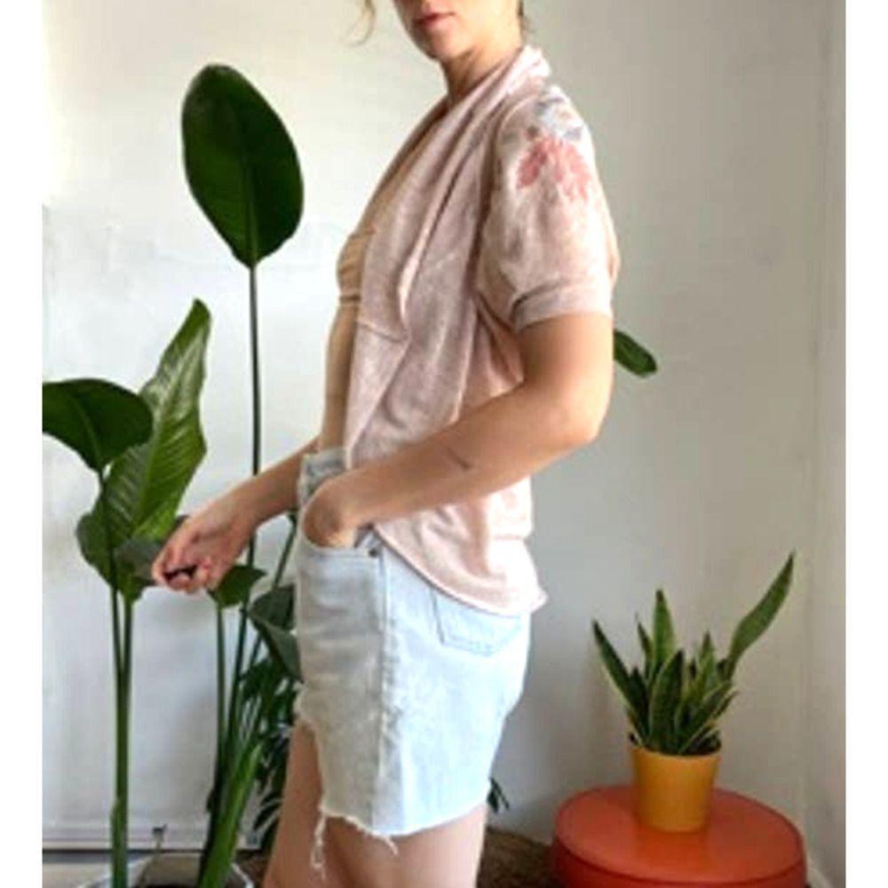 Dusty Pink Embroidered Cardigan Shrug